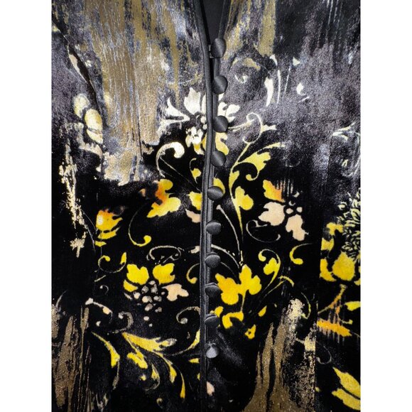 JS Collections Black & Gold Velvet Suit Size 4 Blazer Flare Skirt Classy Glam - Picture 5 of 13